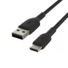 Kaapeli punottu USB-C USB-A 2 m musta