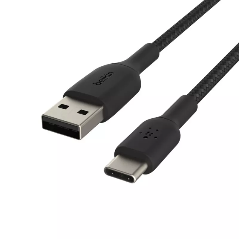 Kaapeli punottu USB-C USB-A 2 m musta
