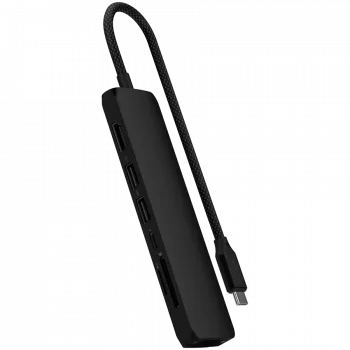 Satechi 7-in-1 USB-C ohut multiport-sovitin Ethernet (USB-C PD, 2x USB-A, HDMI 4K, Ethernet, kortinlukija micro/SD) (musta)