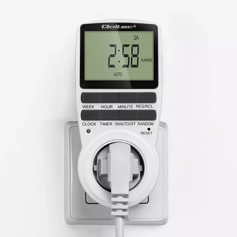 Elektroninen ajastin QOLTEC PC0628 LCD-näytöllä, 24 tunnin countdown