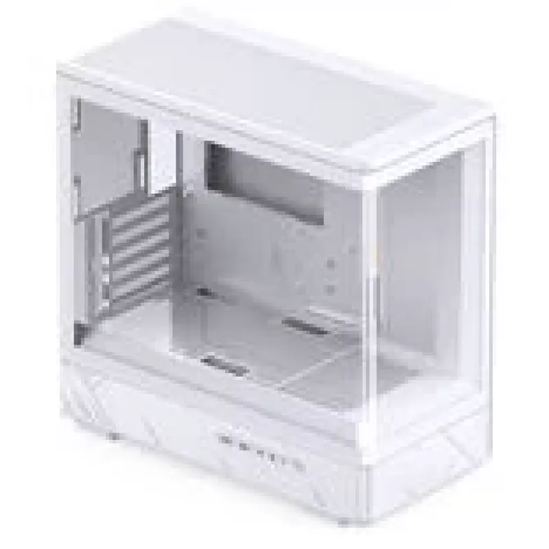 Jonsbo D200 valkoinen mATX Mid-Tower-kotelo karkaistulla lasilla ja Mini Temp -näytöllä