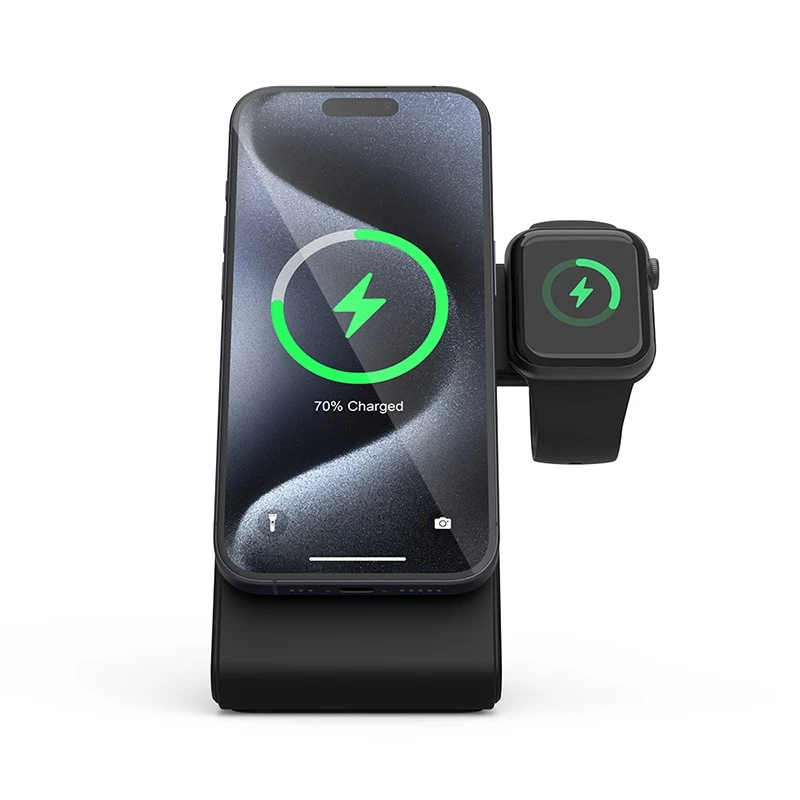 Sisälaturi Crong CRG-MSPS-BLK älykello musta Lightning USB langaton
