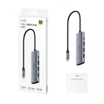 CUDY UH405 5-in-1 USB-C-keskitin HDMI 4K:lla