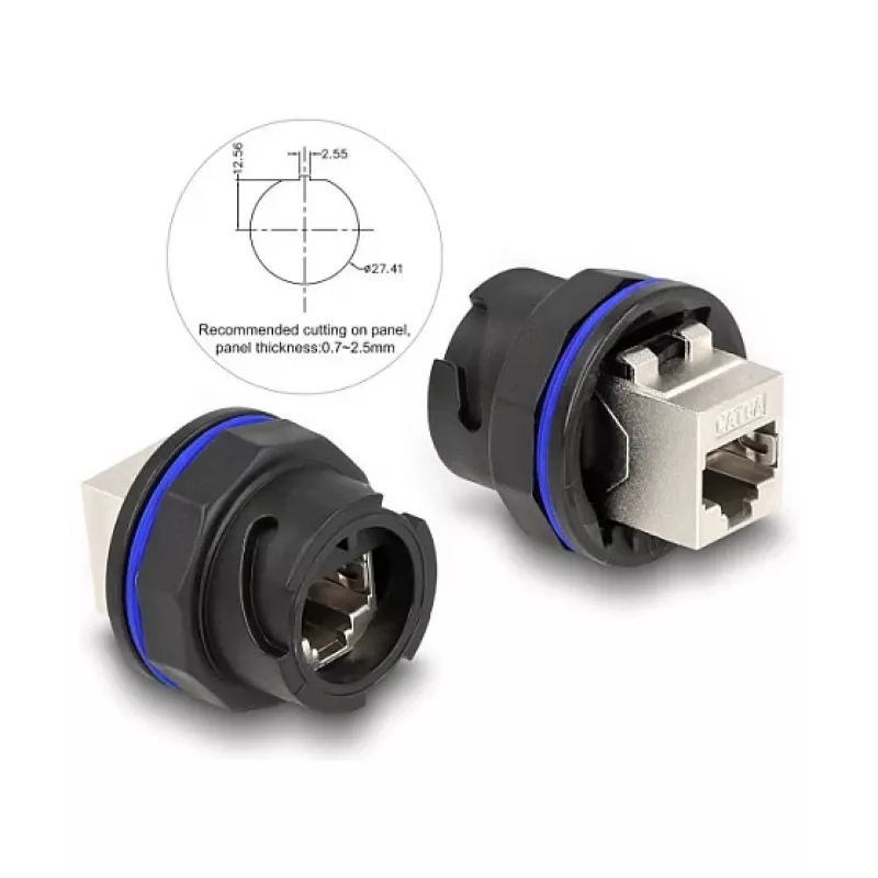 DeLOCK 67048 RJ45 Cat.6A upotettava liitäntä / liitin, musta