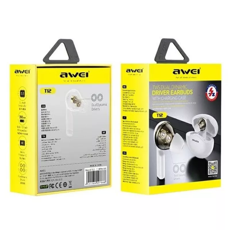 Kuulokkeet Awei AWEI T12TWS Bluetooth-urheilukuulokkeet valkoinen