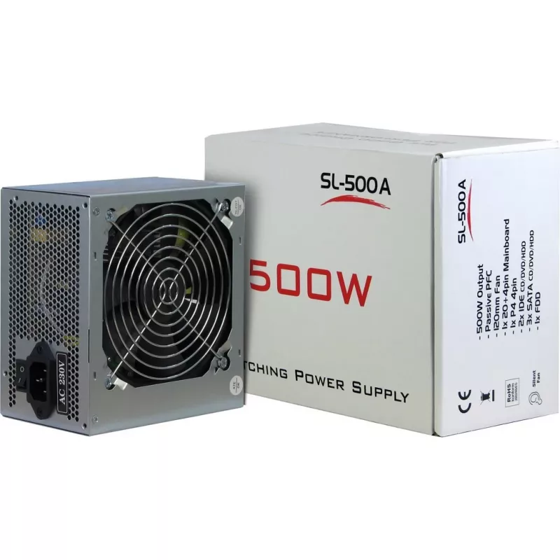 Virtalähde Inter-Tech SL-500W(A) 500W ATX ei-modulaarinen