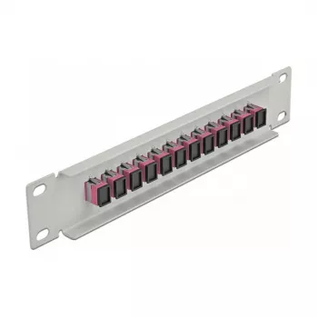 Kuitu-kytkentäpaneeli DeLOCK 10 inch 12 porttia SC Simplex violetti 1U harmaa