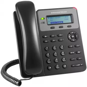 DECT-puhelin Grandstream GXP1610 — musta, LCD 132×48 px, kuuloke (RJ-9), 1 luuri, puhelinluettelo 500, kaiutin