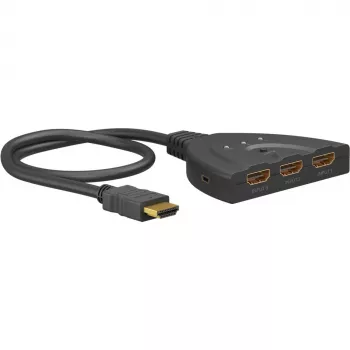 HDMI-vaihtokotelo 3 to 1 (4K @ 60Hz), HDMI-kytkin (musta, 55cm kaapeli)