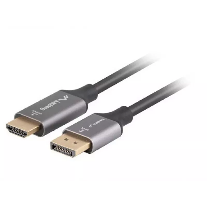Lanberg CA-DPHD-20CU-0018-BK videokaapeliadapteri 1,8 m DisplayPort HDMI Type-A (standardi) musta, hopea