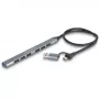 Delock 64273 ohut 7-porttinen USB-keskitin, USB Type-C tai Type-A -> 1x USB 5 Gt/s Type-A + 6x USB 2.0 Type-A