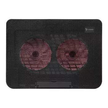 Kannettavan tietokoneen jäähdytysalusta SAVIO COS-02, 2 tuuletinta 14 cm, USB-käyttöinen, enintään 17,3 tuumaa, musta