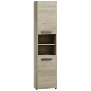 Kylpyhuoneen kaappi Top e shop S40 SONOMA — tammen värinen kehys, vapaasti seisova, 6 hyllyä, 400×300×1700 mm