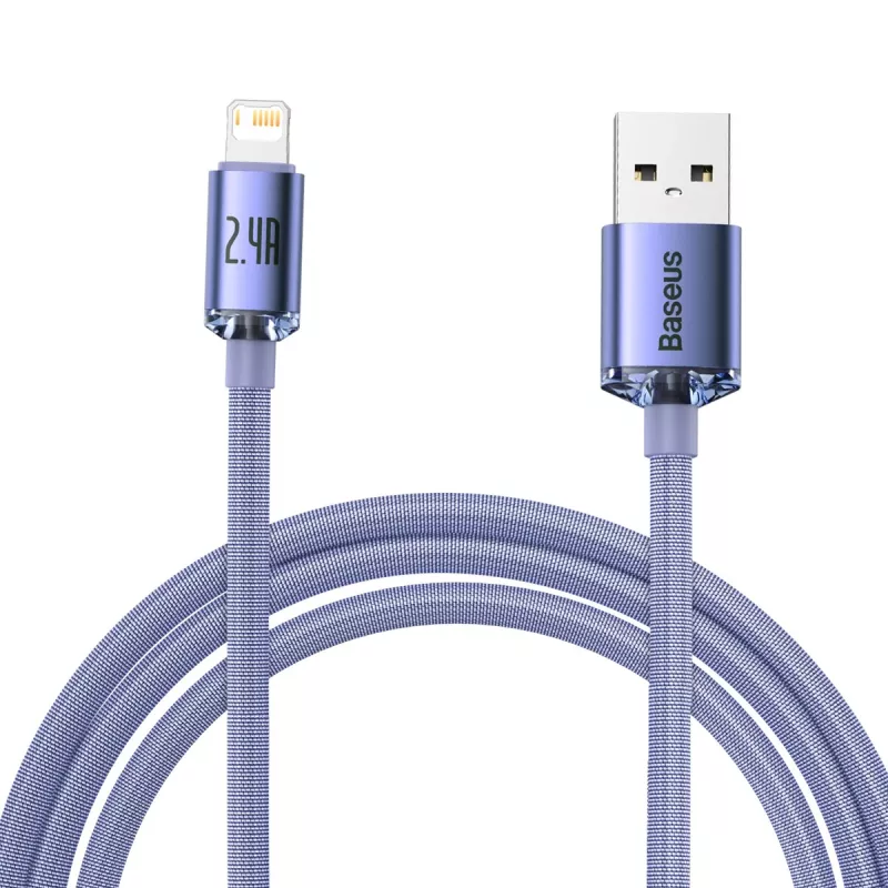 Baseus Crystal Shine -kaapeli USB–Lightning, 2,4A, 2m (violetti)
