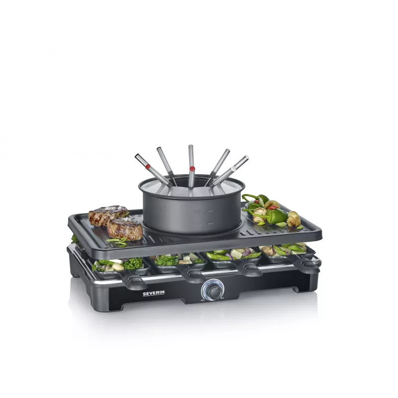 Severin RG 2347 raclette-grilli 8 henkilölle 1400 W musta