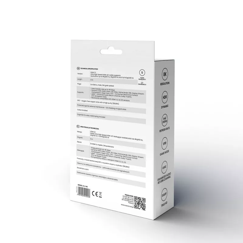 HDMI-kaapeli Savio CL-143 3 m