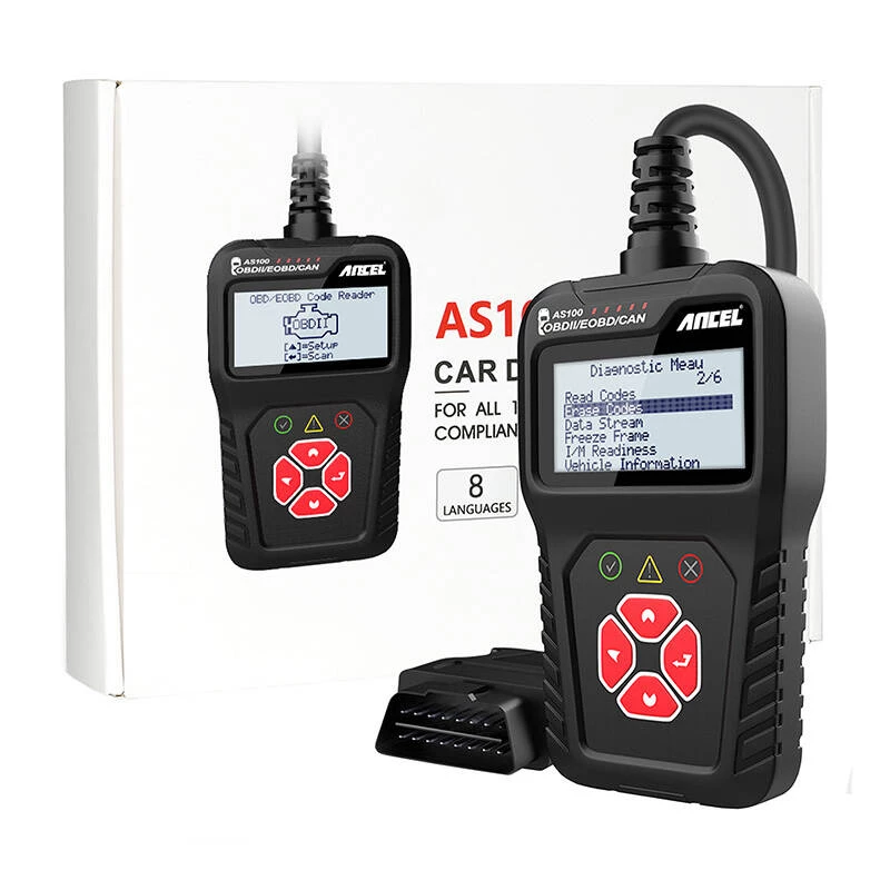 OBD2-diagnostiikkalaite Ancel AS100/AC100, moniprotokollatuki, kompakti käsikäyttöinen malli