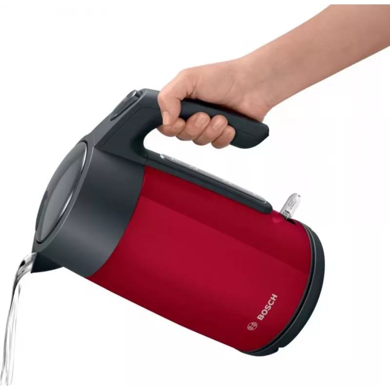 Sähköinen vedenkeitin Bosch TWK7L464 – 1,7 l tilavuus, 2400 W, punainen, muovikotelo