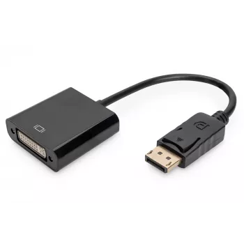 Assmann DisplayPort-sovitinkaapeli DP - DVI (24+5) M/F 0,15 m lukituksella DP 1.1 yhteensopiva UL musta ilman suojausta 32AWG (AK-340409-001-S)