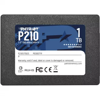 2,5 tuuman SATA III SSD PATRIOT P210 1 TB – 500 MB/s luku, 400 MB/s kirjoitus, 7 mm korkeus