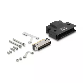 DELOCK MDR-liitin 50-pin juotosliitäntä kotelolla, musta, 41,1×50×12,7 mm