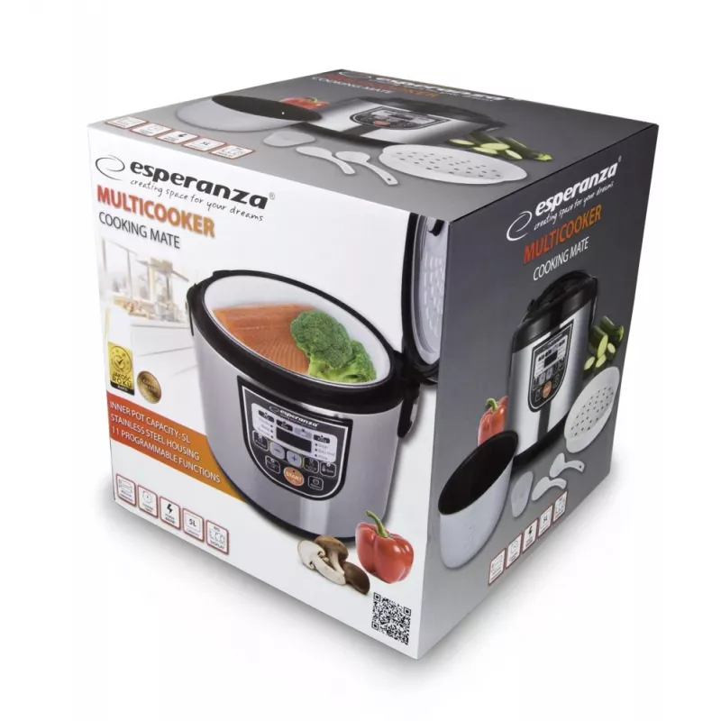 Monitoimikeitin ESPERANZA EKG011, 5 l tilavuus, 860 W, musta/ruostumaton teräs