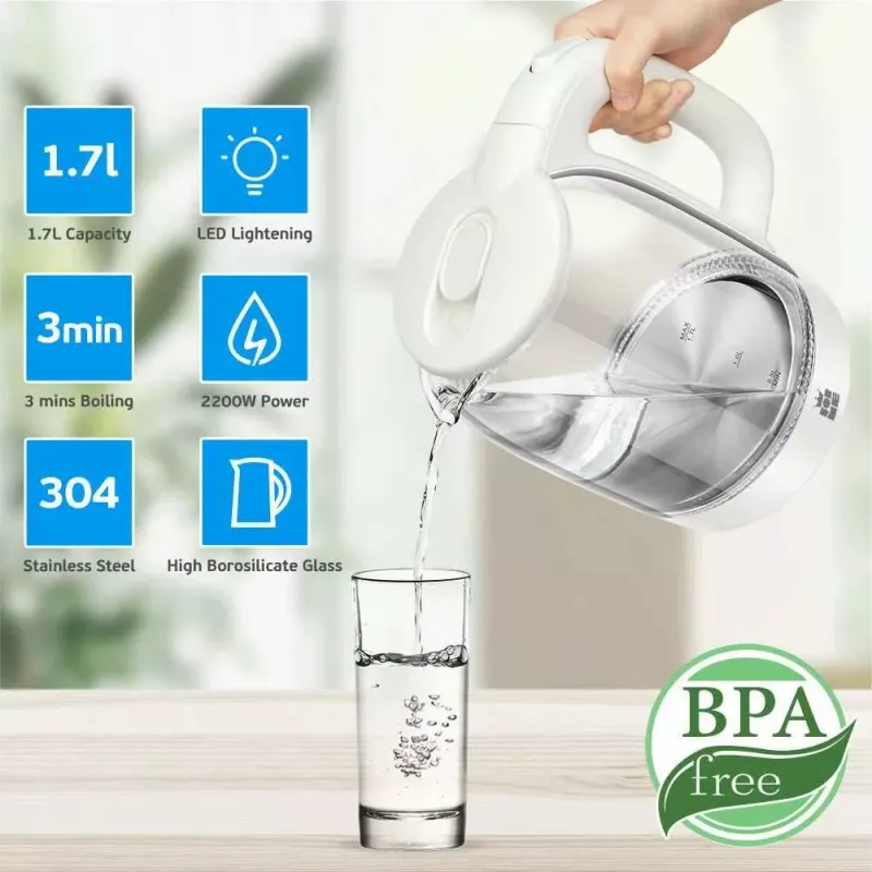 Sähköinen vedenkeitin Forme FKG-102 1,7L 2200W valkoinen