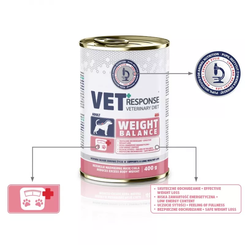 VET RESPONSE Weight balance - märkäruoka koirille - 400 g