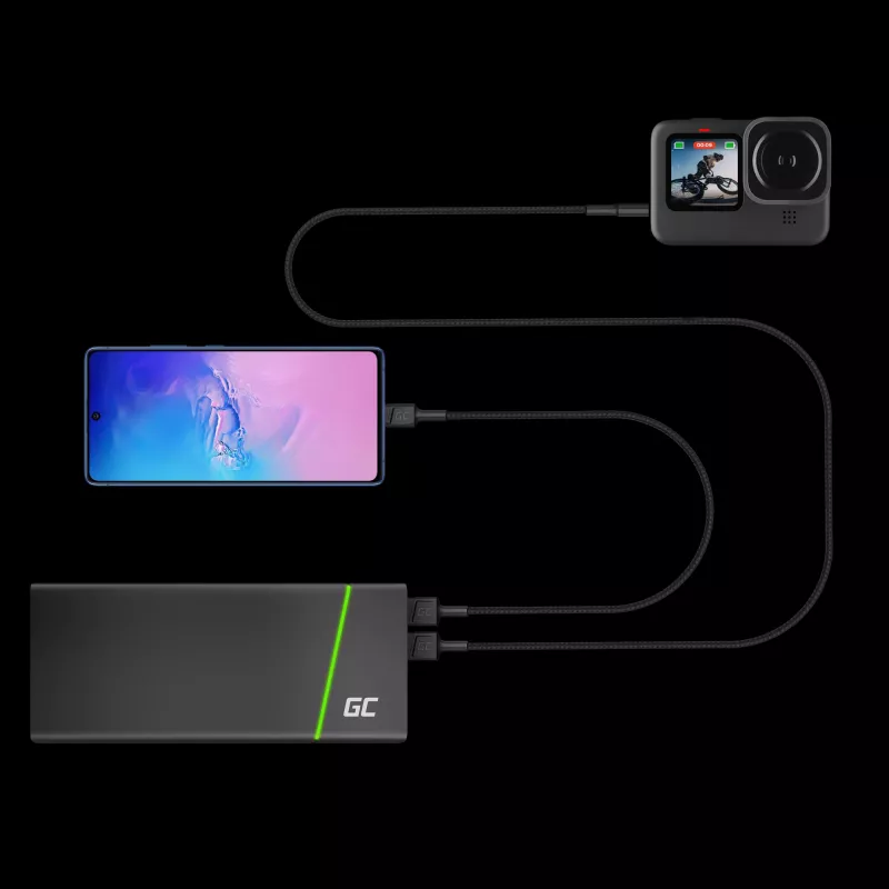 USB-kaapeli Green Cell KABGC19 USB 2.0 2m USB A USB C musta