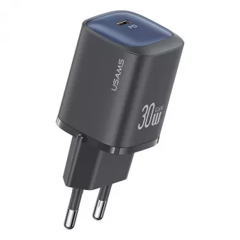 usams 30 W GaN USB-C-pikalaturi USA001446 — kannettava 30-W-USB-C-PD-seinälaturi, musta