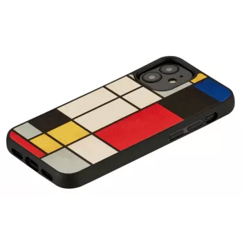 Man and Wood -puhelinkotelo iPhone 12 mini — puinen takasivu, musta kehys