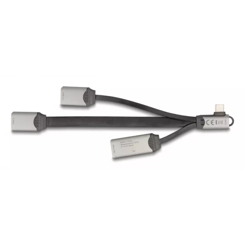 DeLOCK 64303 USB 3.2 Gen 1 Type-C -keskitin 5000 Mbit/s harmaa