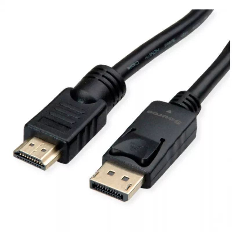 Videokaapelisovitin ROLINE 11.04.5776 7,5 m HDMI Type-A DisplayPort musta