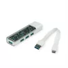 ROLINE mobiili USB 3.2 Gen 1 -keskitin, 4-porttinen, Type-A+C liitäntäkaapeli