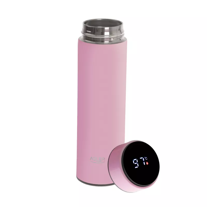 Termospullo Adler AD 4506P ruostumaton teräs silikonisuojuksella, pinkki, tyhjiöeristetty