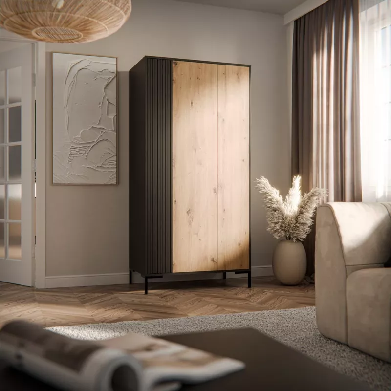 Vaattekaappi cama meble Cama v, musta runko, 4 hyllyä, 900×550×1840 mm
