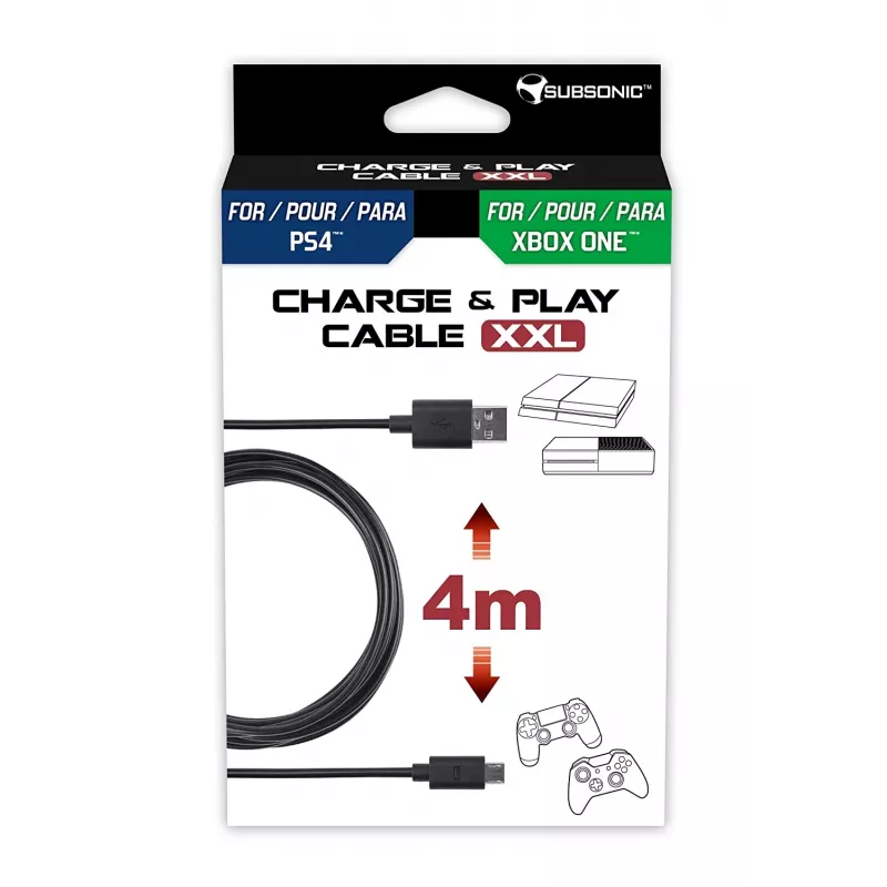 USB-kaapeli Subsonic SA5355 4 m USB 2.0 A - Micro-USB A musta