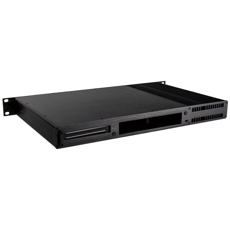Akasa Galileo TU3 1U Rackmount Thin Mini-ITX -kotelo, tuuletinton, OEM, Musta