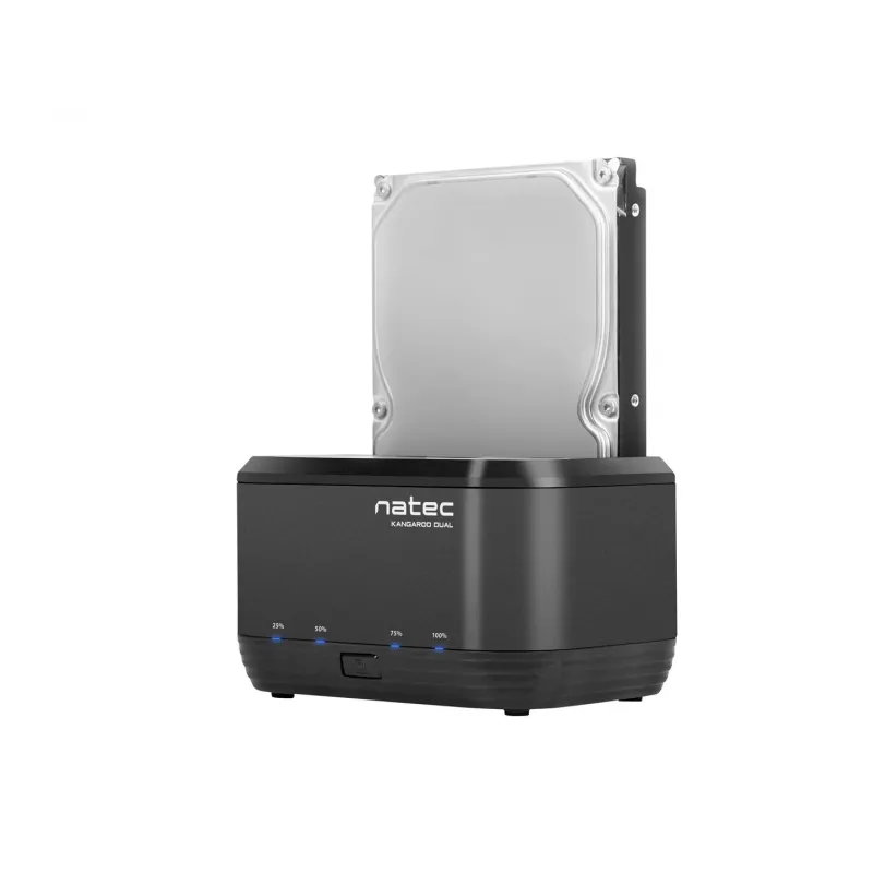 Kiintolevyn telakointiasema 2,5/3,5 USB 3.0 Natec Kangaroo Dual, kloonaustoiminto, virtalähde