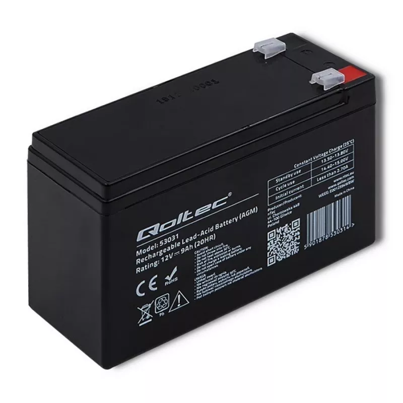 UPS-akku QOLTEC 53031 12V 9Ah vihreä, 152×94×65 mm, 2,35 kg