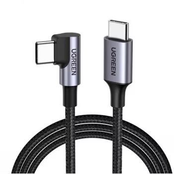 Ugreen USB-C (suora) / USB-C (kulma) PD QC 60W 3A 0,5 m US255 (harmaa)