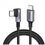 Ugreen USB-C (suora) / USB-C (kulma) PD QC 60W 3A 0,5 m US255 (harmaa)