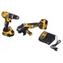Yhdistelmäsarja sähkötyökaluille DeWALT DCK2080P2T-QW — 18V Li‑Ion 5Ah (2x), DCG405 kulmahiomakone, porakone, M14 hiomalaikan kierre, kantolaukku