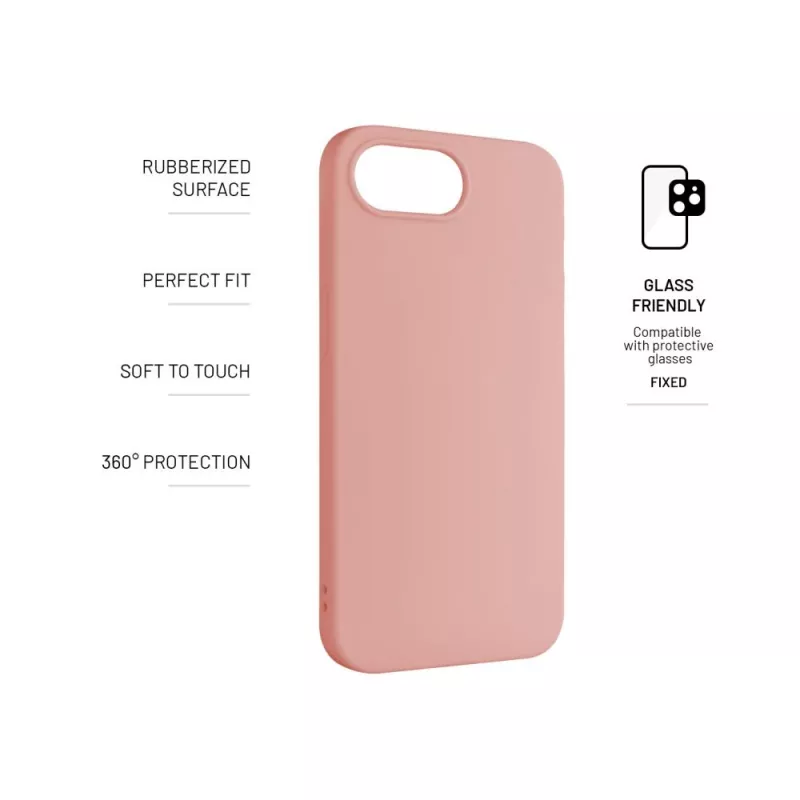 Kännykän takakansi FIXED Apple iPhone 16e -puhelimeen, kumi, pinkki