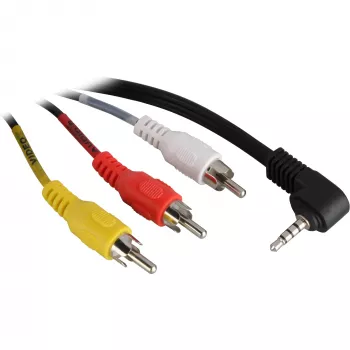 Wentronic Goobay 3,5 mm:n plugi/RCA-sovitinkaapeli, 1,5 m – 3,5 mm:n plugi (4-napainen, stereo) 90° > 3x RCA-plugi (50209)