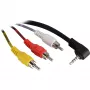 Wentronic Goobay 3,5 mm:n plugi/RCA-sovitinkaapeli, 1,5 m – 3,5 mm:n plugi (4-napainen, stereo) 90° > 3x RCA-plugi (50209)