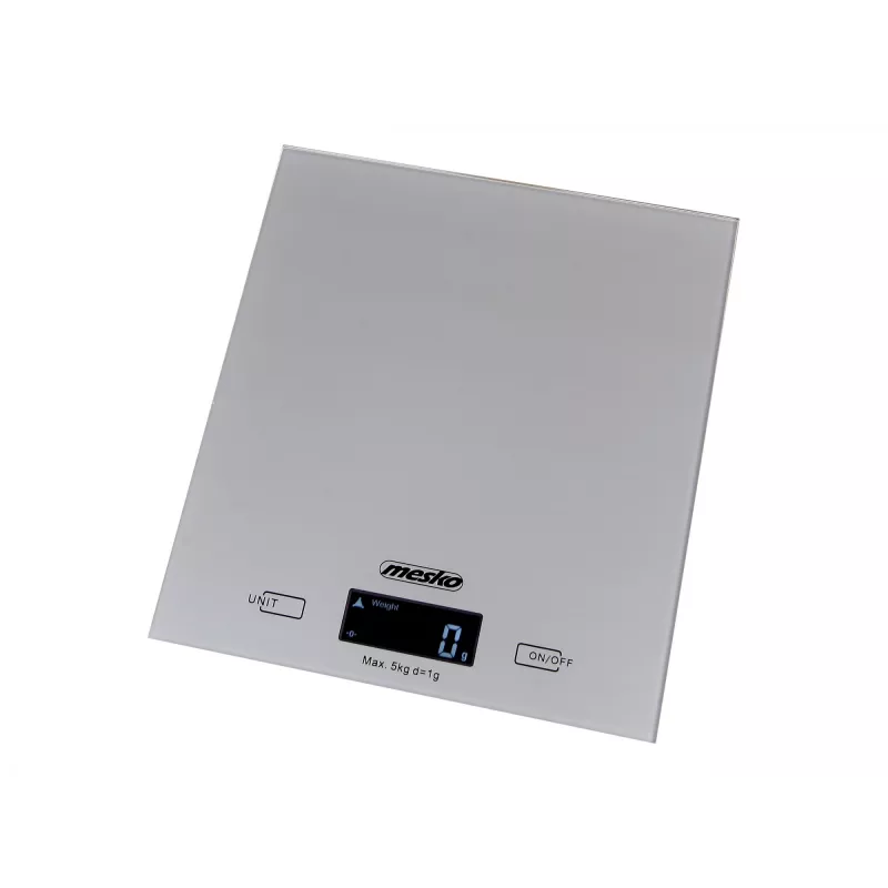 Mesko | keittiövaaka | MS 3145 | enimmäiskantavuus 5 kg | jako 1 g | näyttötyyppi LCD | hopea