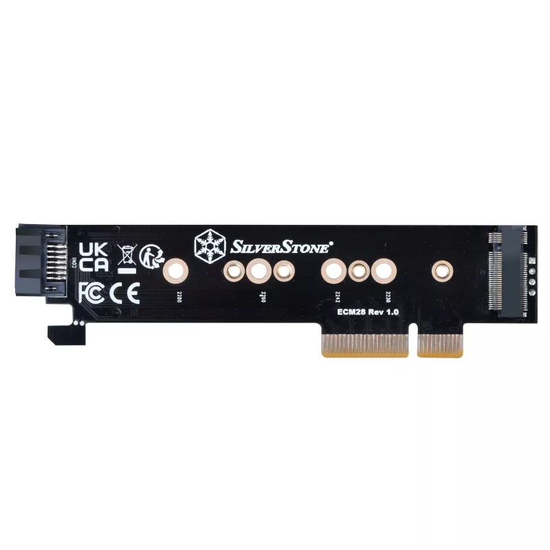 Silverstone SST-ECM28 M.2/SATA-sovitinkortti, PCIe 4.0, 1x M-Key, 1x SATA