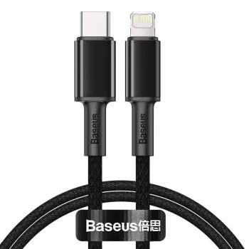 Baseus High Density punottu kaapeli Type-C - Lightning, PD, 20W, 1m (musta)