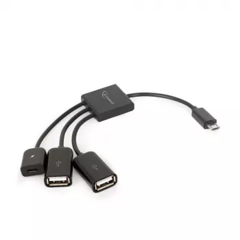 USB OTG -kaapeli Micro BM -> 2xUSB-AF + BF Micro 13 cm